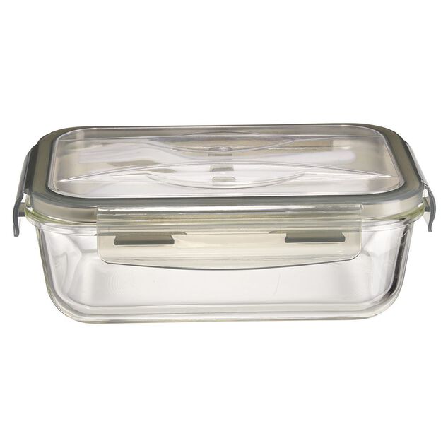 Bo&icirc;te Lunchbox en verre avec couverts en plastique 1,2L