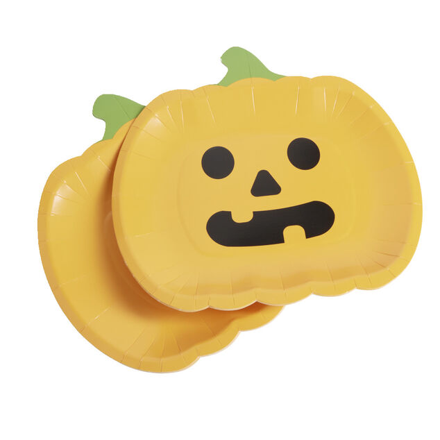 Lot de 8 assiettes en carton &Oslash;23cm design citrouille Halloween