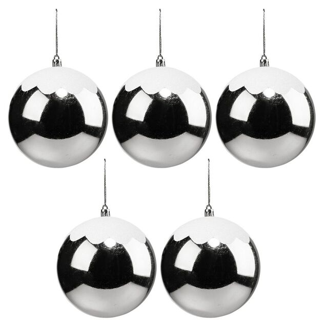 Boule de No&euml;l gris argent&eacute; &Oslash;12 cm x5