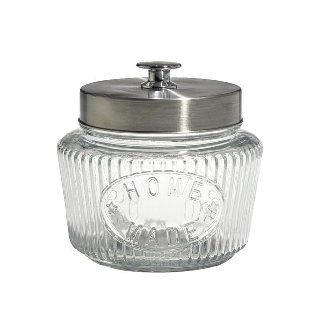 Bocal de conservation 1L en verre avec couvercle en m&eacute;tal &Oslash;11,5xH14cm