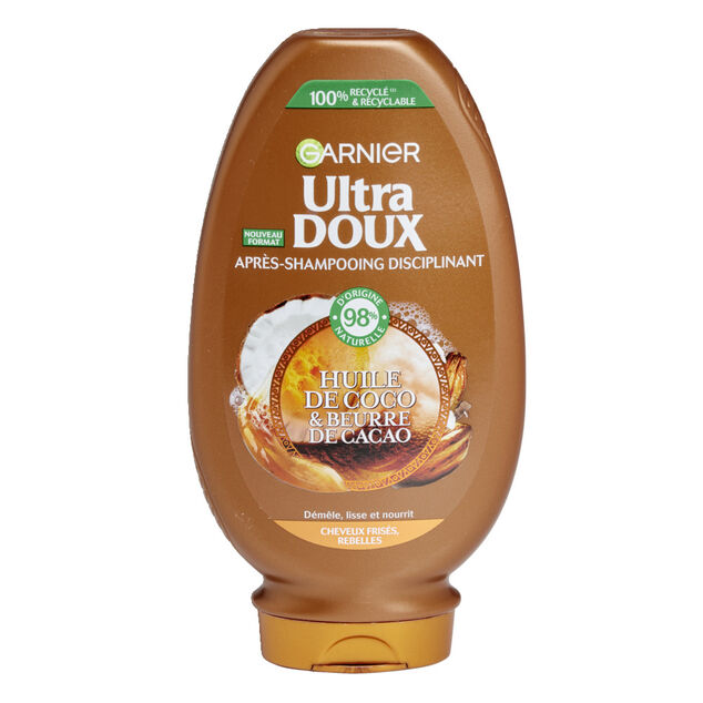 Apr&egrave;s-shampoing cheveux fris&eacute;s Garnier Ultra Doux coco & cacao 220ml