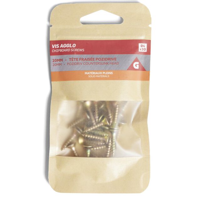 30 vis agglo t&ecirc;te frais&eacute;e acier bichromat&eacute; - 4x20 mm