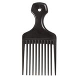 Peigne Afro plastique noir mat L16,5 cm