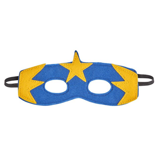 Masque Super H&eacute;ro bleu motifs &eacute;toiles jaunes