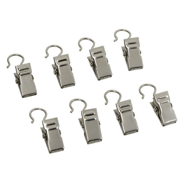 Pince clip métal gris chromé x8