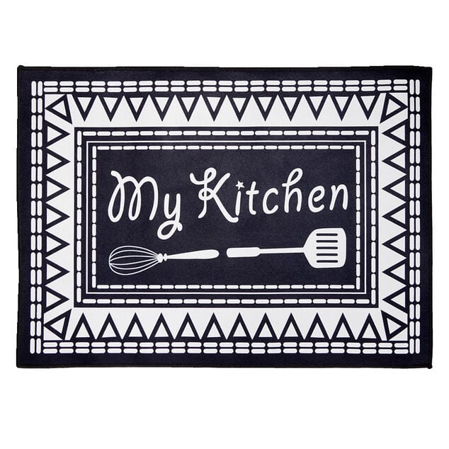 Tapis de cuisine My Kitchen noir et blanc 50x70cm