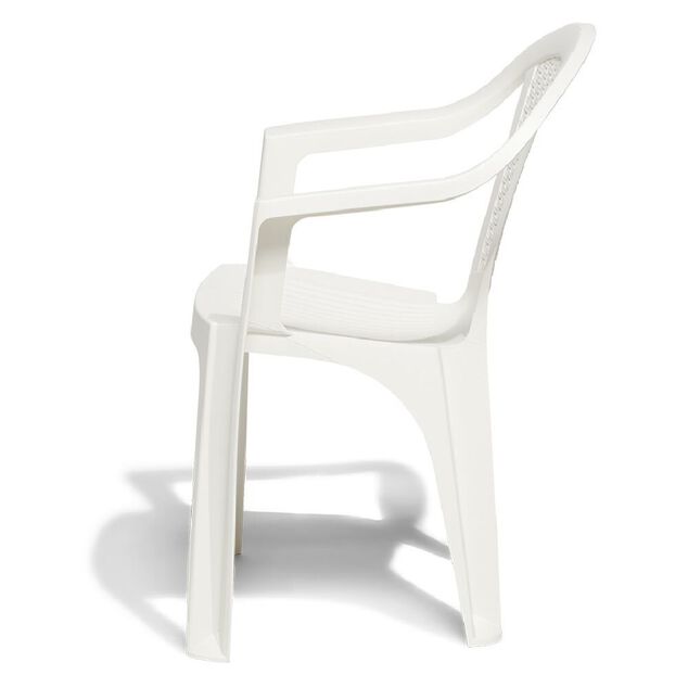 Fauteuil de jardin monobloc Viva plastique dossier tress&eacute; blanc 53xP56xH80cm