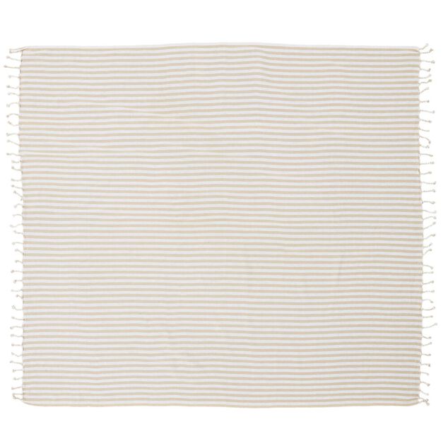 Fouta de plage 2 personnes rayures bayad&egrave;res 180x180cm (2 mod&egrave;les bleu ou beige)