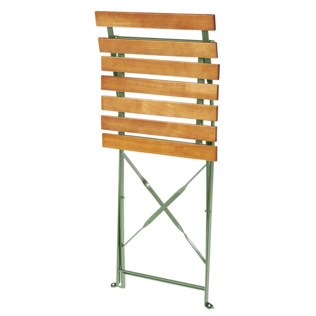 Chaise de jardin pliante Bali m&eacute;tal vert et bois 39x47xH.77 cm