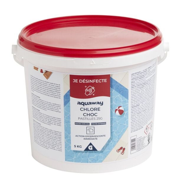 Chlore choc piscine pastilles 25g Aquaway 5kg