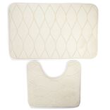 Ensemble tapis de douche m&eacute;moire de forme 45x75cm et WC 40x50cm beige
