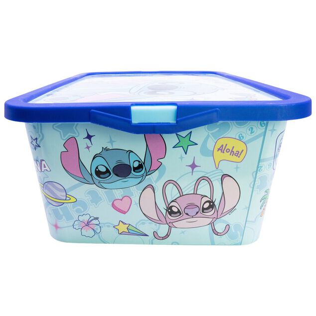 Box de rangement Disney Stitch et Angel 13L plastique bleu 40x30xH15,5cm