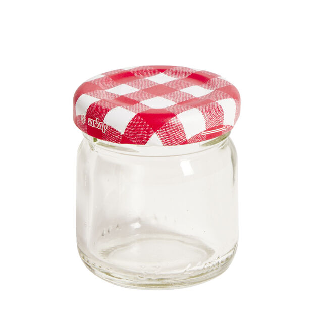 Lot de 6 pots &agrave; confiture acier et verre &Oslash;4,5xH4,6cm