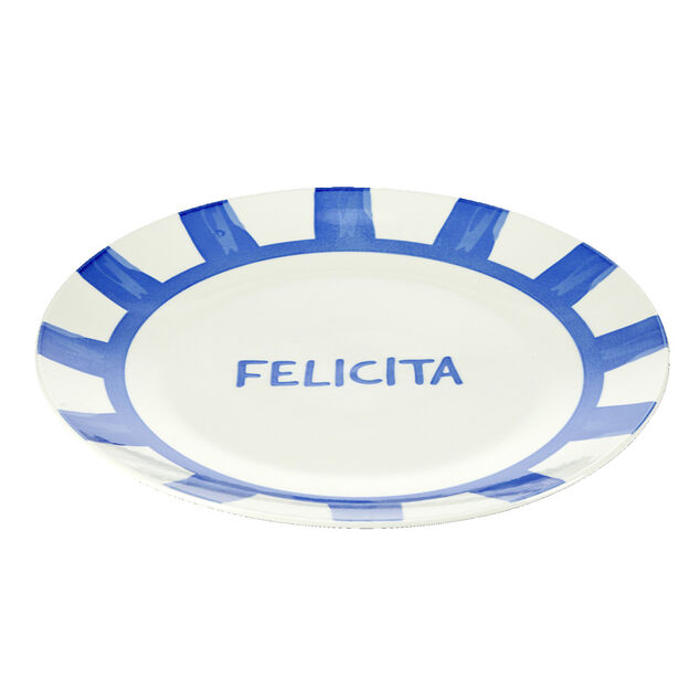 Assiette plate porcelaine "Felicita" blanche et bleue &Oslash;26,5cm