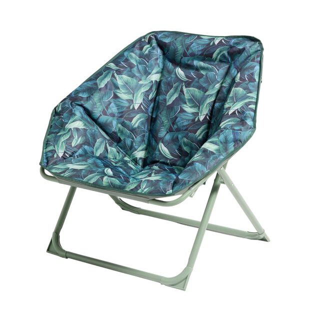 Loveuse pliable Curacao motif feuillage vert olive et noir L69xP85xH80cm