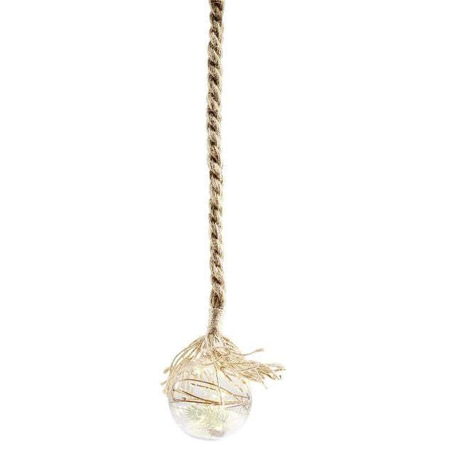 Boule lumineuse avec corde de suspension en jute