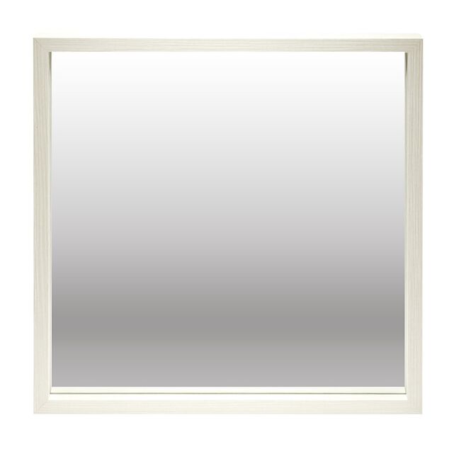Miroir carré bord bois blanc 39,5x39,5cm