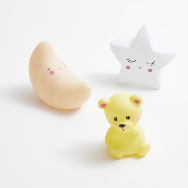 Veilleuse &agrave; LED ourson/lune/&eacute;toile H12,5cm-3 mod&egrave;les