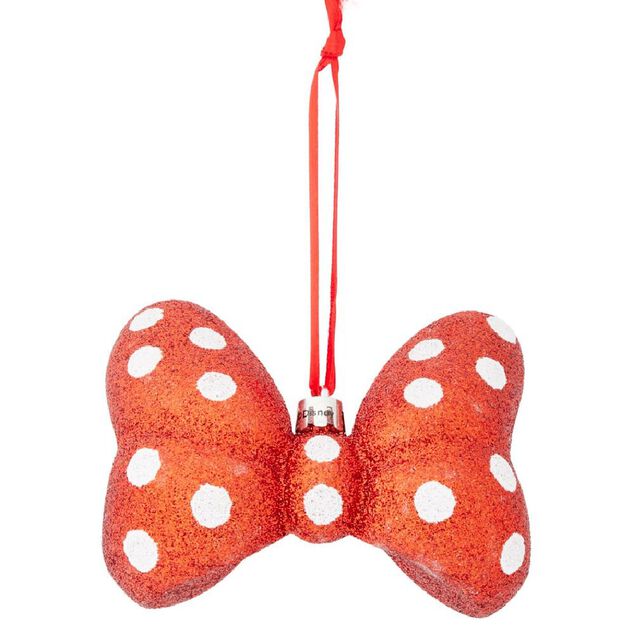 Noeud papillon Disney Minnie rouge et blanc &agrave; suspendre 11xH8,5cm