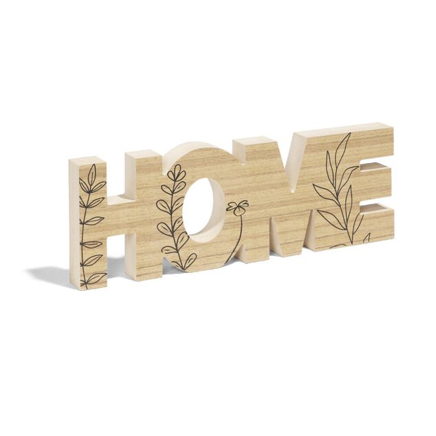 D&eacute;coration mot HOME en bois L49xH14cm