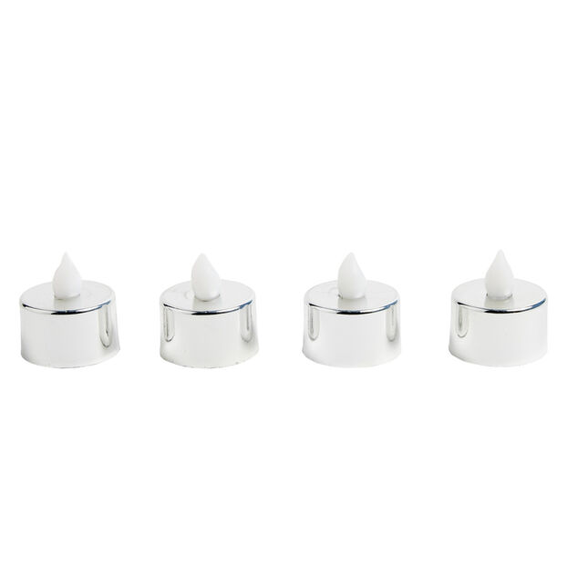 Lot de 4 bougies de table &agrave; LED &Oslash;3,7cm - 2 mod&egrave;les dor&eacute; ou argent&eacute;