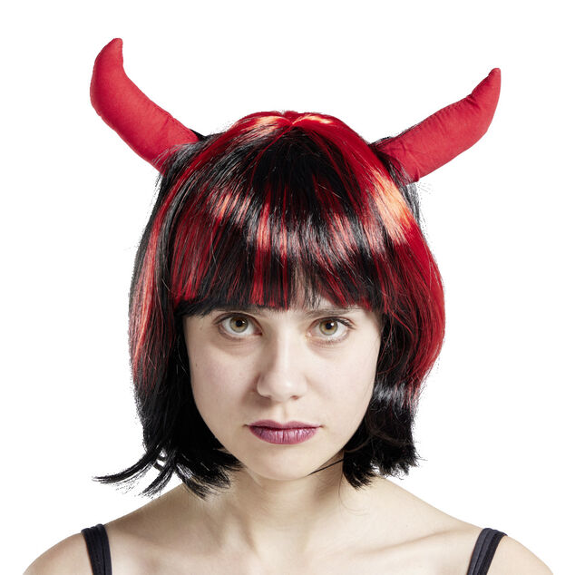 Perruque femme diablesse noire et rouge - Taille unique