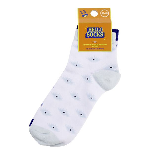 Chaussettes femme tige haute x2 motif oeil bleu et blanc T36/40