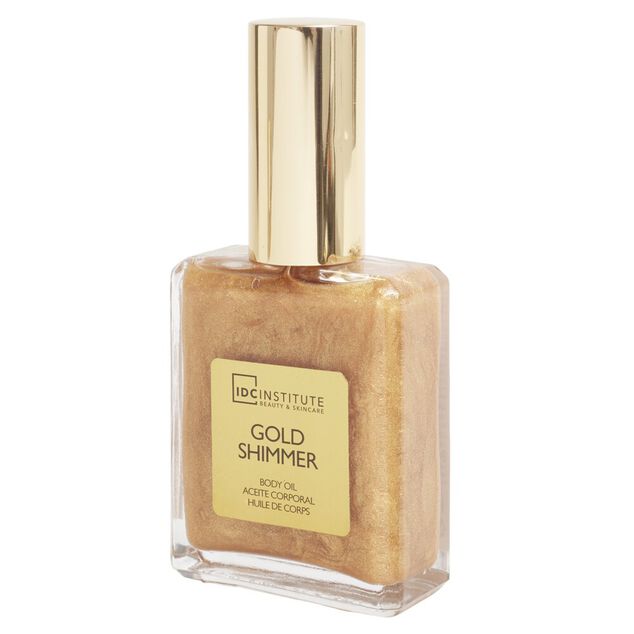 Huile pour le corps 50ml pailletée dorée dans bouteille en verre