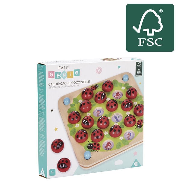 Jeu de m&eacute;moire coccinelle en bois - 27 pi&egrave;ces