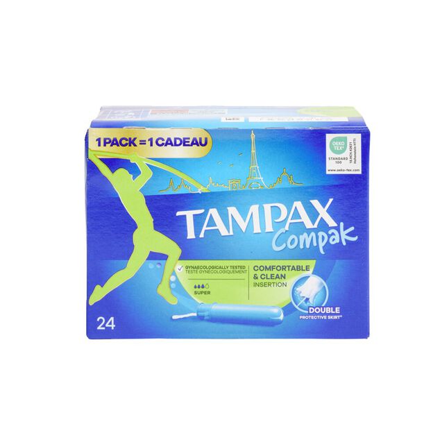 Tampon avec applicateur Tampax Super - La bo&icirc;te de 24 tampons
