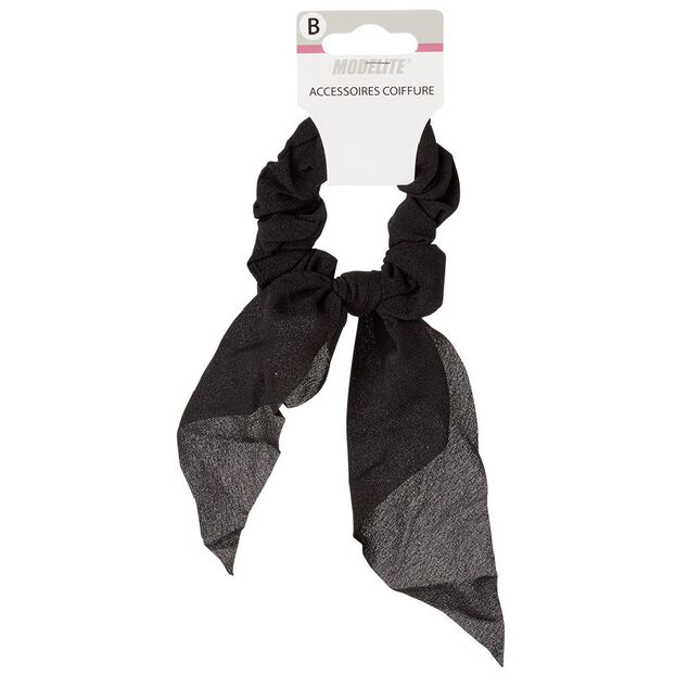 Chouchou effet tissu noué noir