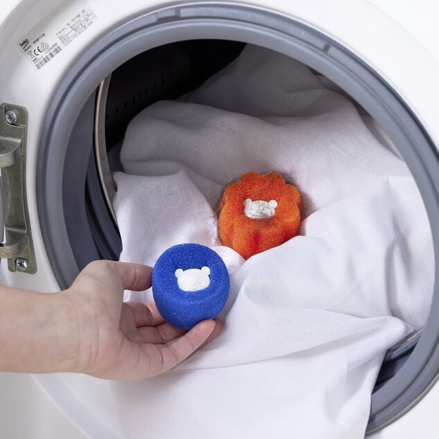 Lot de 3 boules attrape-poils pour machine &agrave; laver