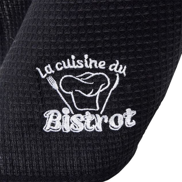 Torchon brodé La cuisine du Bistrot noir x2 - 100% coton 45x70cm