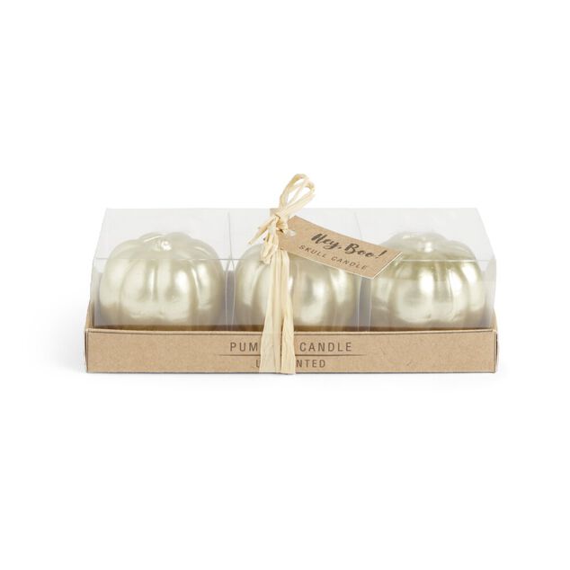 Bougie citrouille dor&eacute;e 12H x3