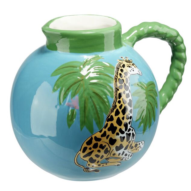 Vase pichet c&eacute;ramique motif animal tropical &Oslash;14,5xH21cm (2 mod&egrave;les)