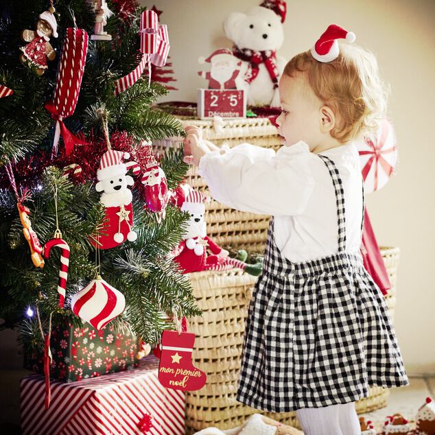 Chaussette à suspendre ourson "Mon 1er Noël" 7,5x15cm
