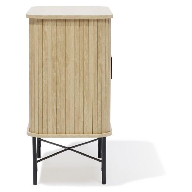 Buffet Gr&egrave;ge bois naturel et noir - L80xP39,5xH79 cm