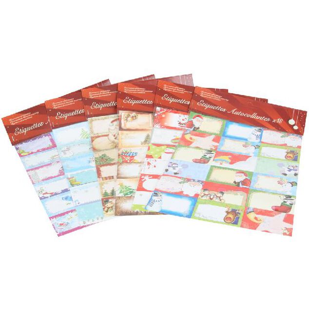 &Eacute;tiquettes autocollantes de No&euml;l X18 (plusieurs mod&egrave;les)