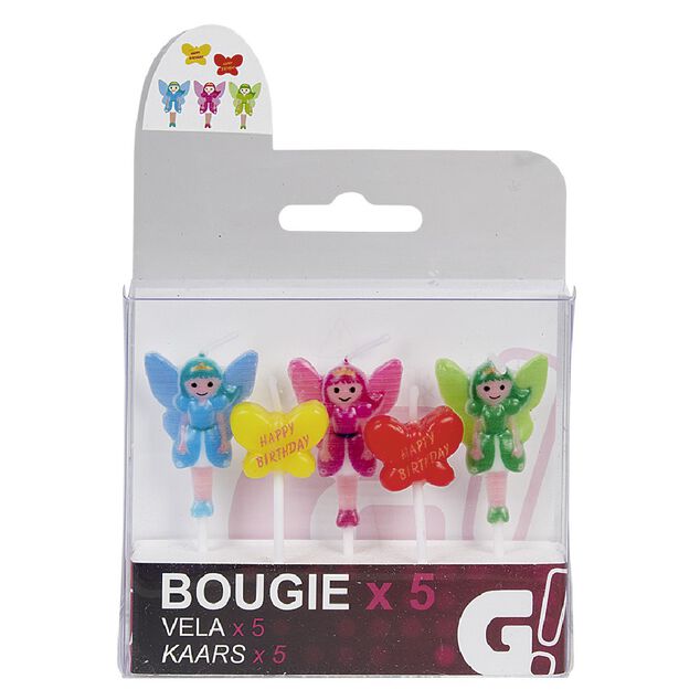 Bougie anniversaire f&eacute;e x5