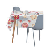 Nappe cristal rectangulaire transparente moucharabieh jaune et rouge 140x240cm