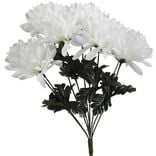 Piquet chrysanth&egrave;me H44 cm blanc - Fleur artificielle 9 t&ecirc;tes