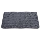 Tapis de salle de bain &agrave; m&eacute;moire de forme motif galet gris