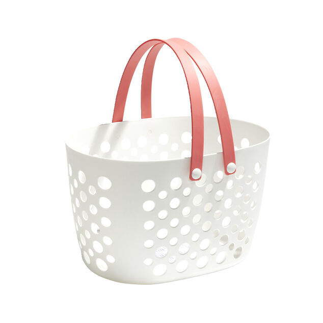 Panier de rangement plastique blanc ajour&eacute; 31x21xH19cm - 3 mod&egrave;les