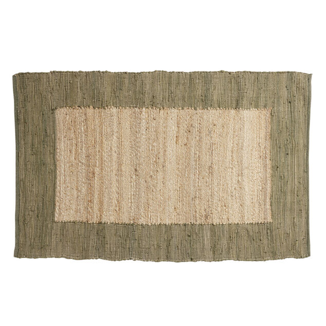 Tapis effet jute bord coton beige 100x150cm