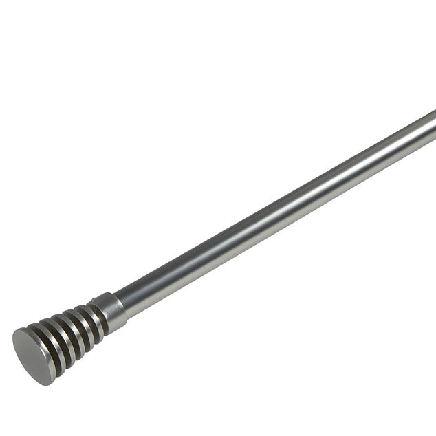 Kit Tringle &agrave; rideau Extensible 120-210 cm embouts c&ocirc;ne stri&eacute; nickel chrom&eacute;