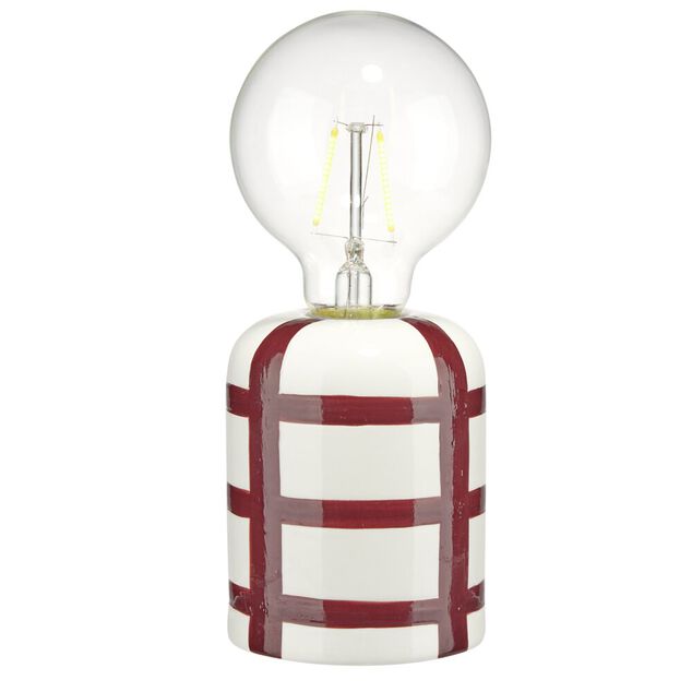 Lampe &agrave; poser ampoule LED base c&eacute;ramique quadrill&eacute;e (2 mod&egrave;les)