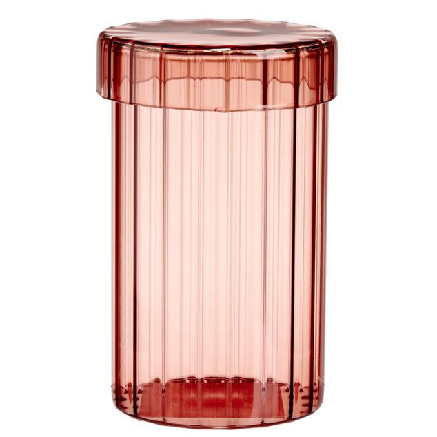 Bocal alimentaire verre 850ml haute r&eacute;sistance rose fonc&eacute; &Oslash;10xH15,5cm