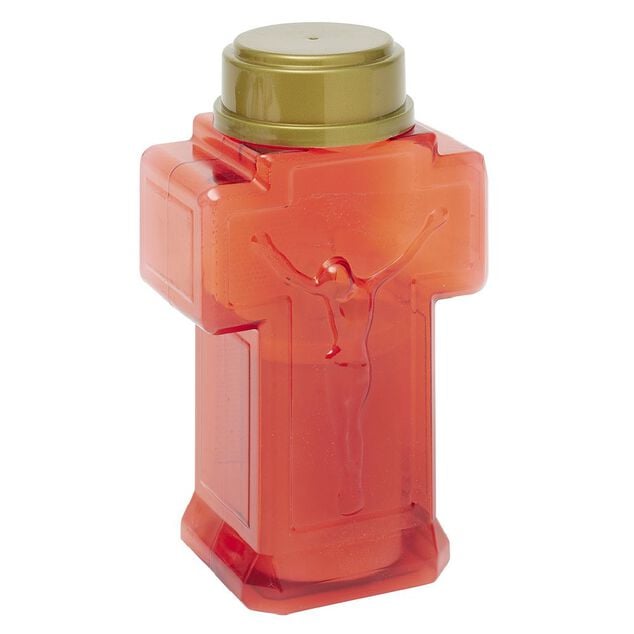 Bougie fun&eacute;raire forme croix &Oslash;10xH15cm rouge