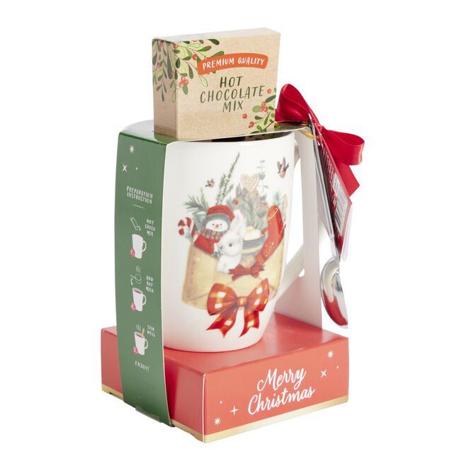 Coffret mug Noël 330ml motif traditionnel avec biscuits (3 modèles)
