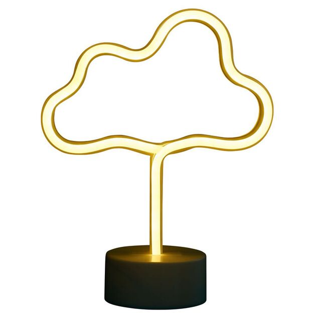 Lampe n&eacute;on sur base forme nuage PVC 24x19cm jaune